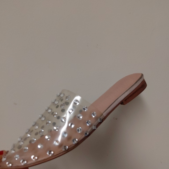 Madden Girl Clear Embellished Pointy Toe Flat Mules Size 6.5 - Picture 9 of 12